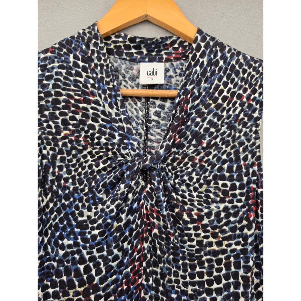Cabi Twist Front Tank Top S Navy Red White Mosaic Print Sleeveless Blouse 3242 - Picture 4 of 10